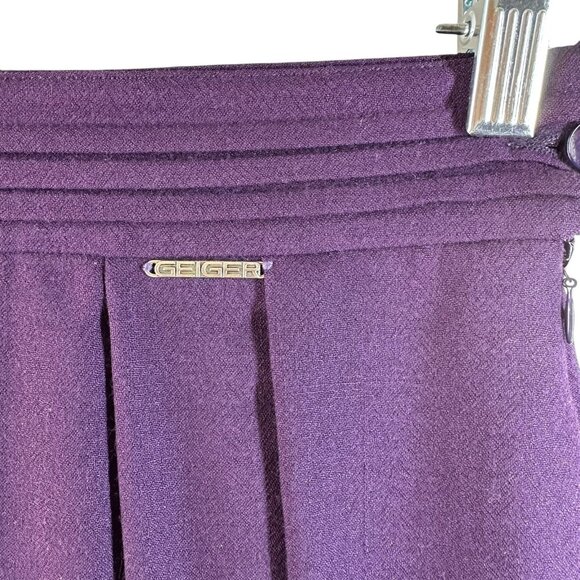 Vintage Geiger Purple Pleated Midi Skirt Austrian Wool Lined Classic Size 38 - Picture 4 of 7
